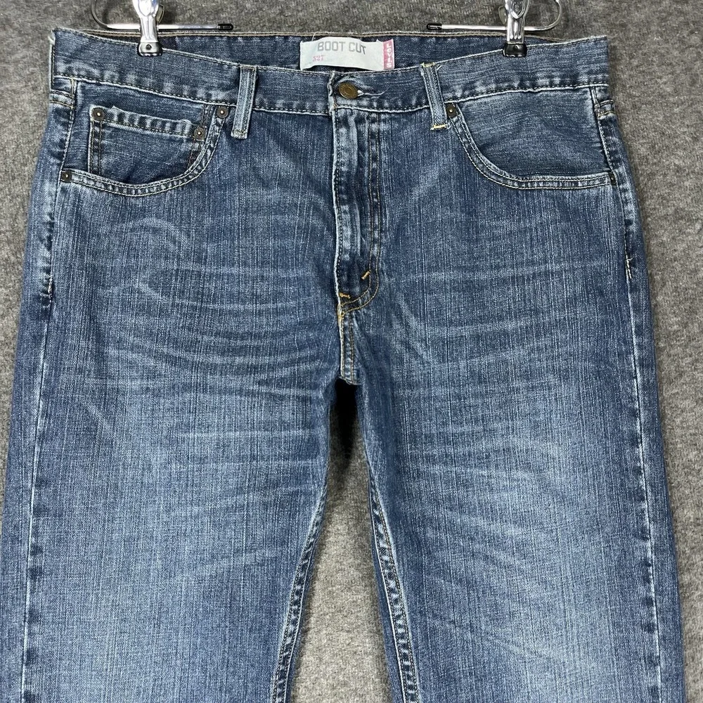 Vintage Y2K Levis 527 Jeans 36X34 Blue Fading Whiskering Slim Bootcut Western #2